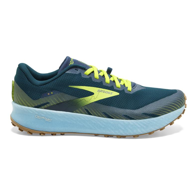 Brooks Catamount Men's Trail Running Shoes - Blue/Lime/Biscuit (15367-HTXG)